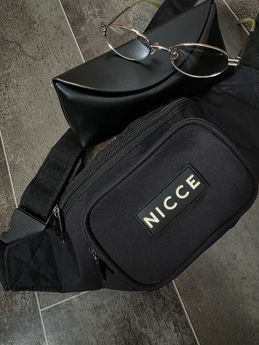 NICCE Black Nylon Waist Bag / Fanny Pack Fitness Bag